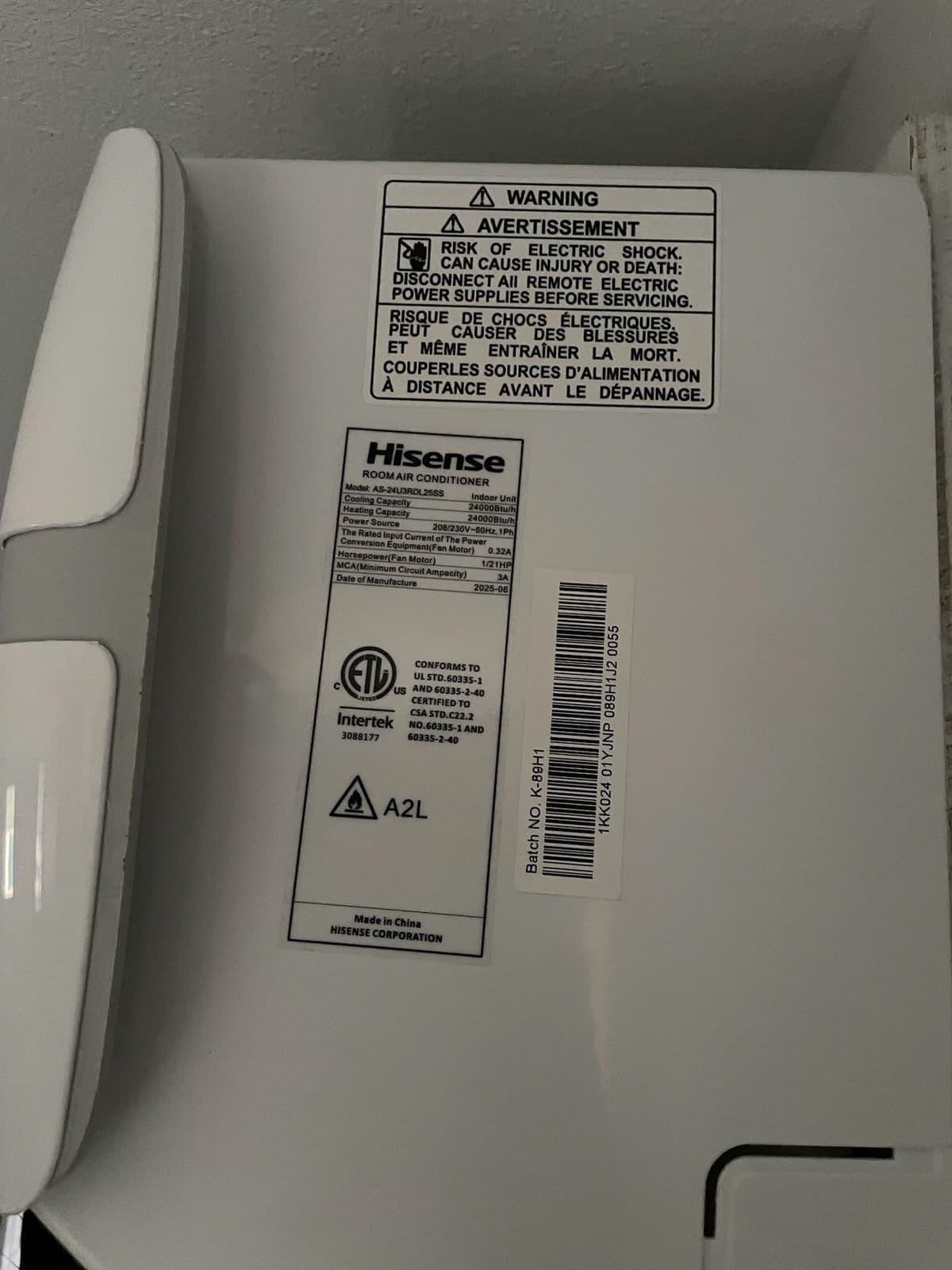 Hisense mini-split indoor unit installed in bedroom by AC American Air San Antonio